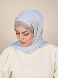 H002 Kristal Uçlu Sarkaç Detaylı Janjan Kumaş Şal - Görsel 1