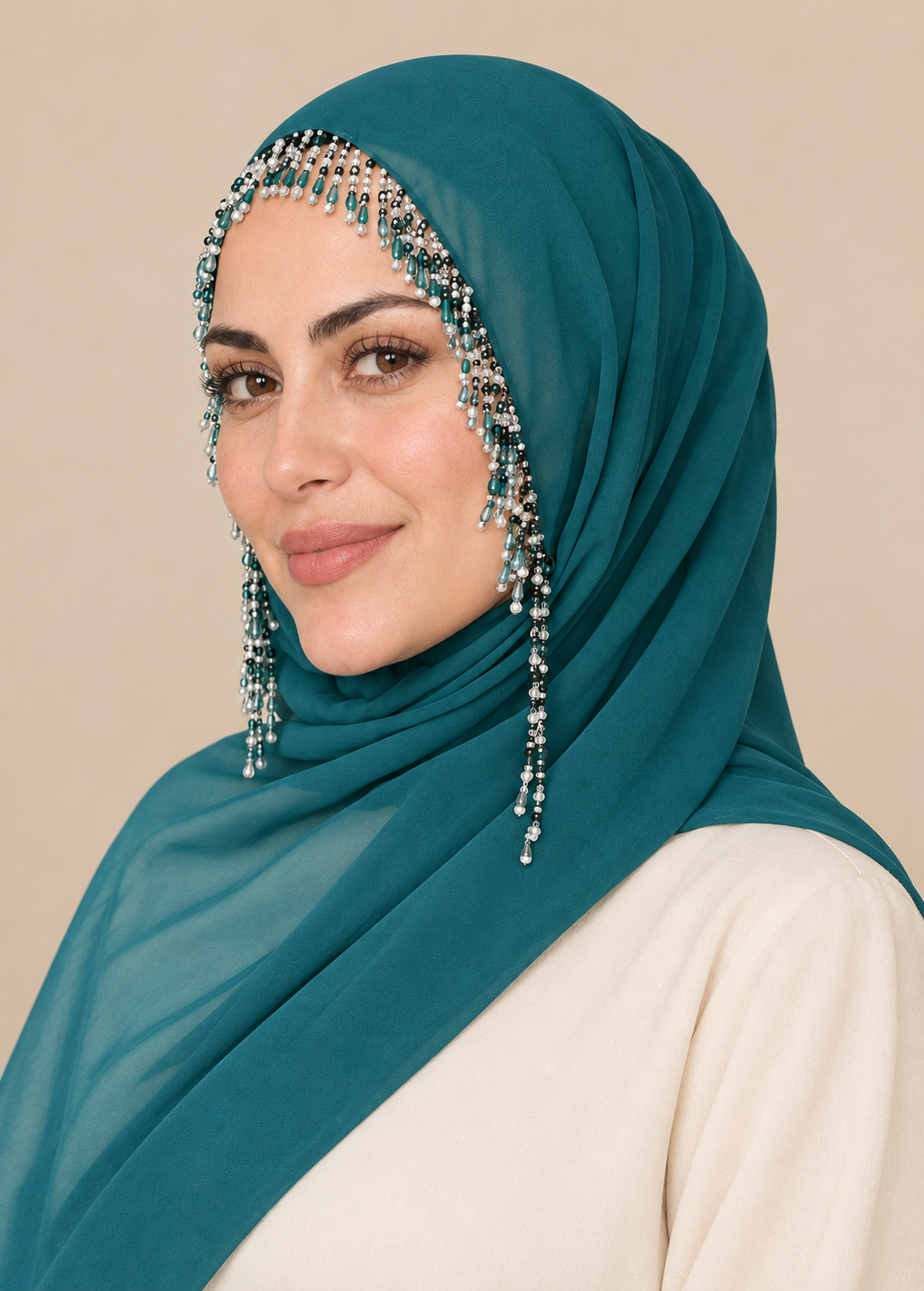 H003 Kristal Taşlı Sarkaç Detaylı Küpeli Model Şal - Görsel 3