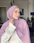 H004 Zincir Damla Detaylı Şifon Şal - Lila - görünüm 1