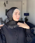 H010 Kristal Şelale Detaylı Şifon Şal - Siyah - görünüm 1