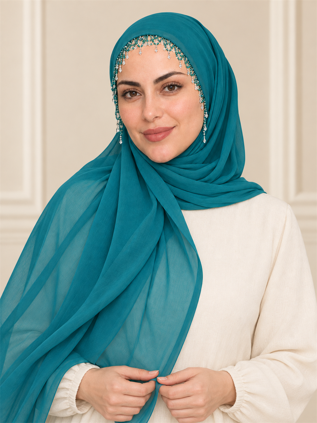 Damla Detaylı Kırma Taş İnce İşçilikli Model Şal - Görsel 3